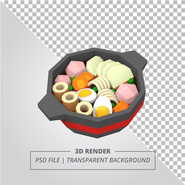 PSD 낮은 폴리 오뎅 3d 렌더링