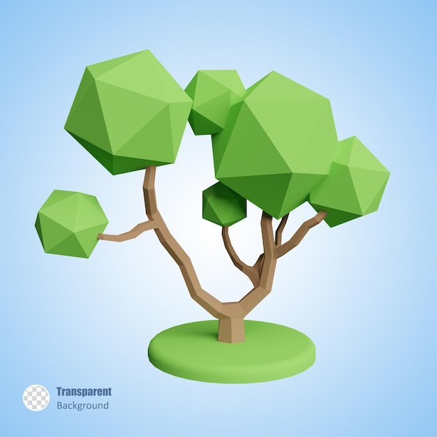 Low poly tree in 3d render design