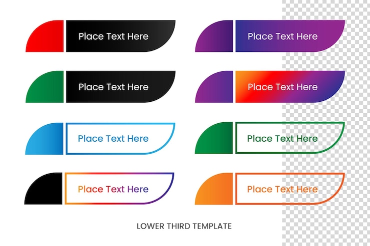 PSD lower third set design of different colored banner design template
