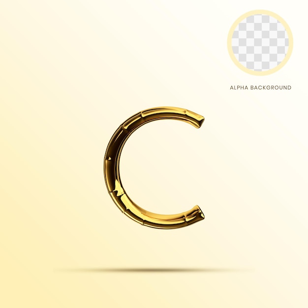 PSD lowercase gold letter c 3d