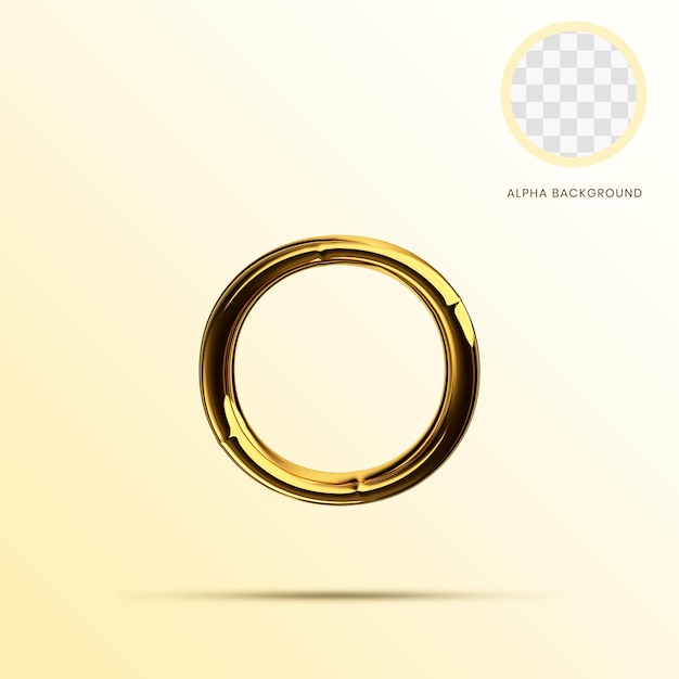 PSD lowercase gold letter o 3d