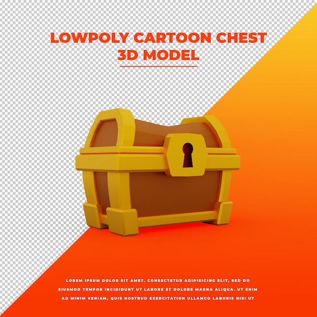 PSD lowpoly cartoon chest isolated model