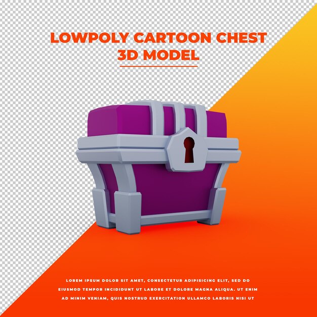 PSD lowpoly cartoon chest isolated model