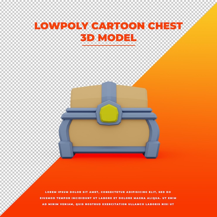 PSD lowpoly 卡通胸部孤立模型
