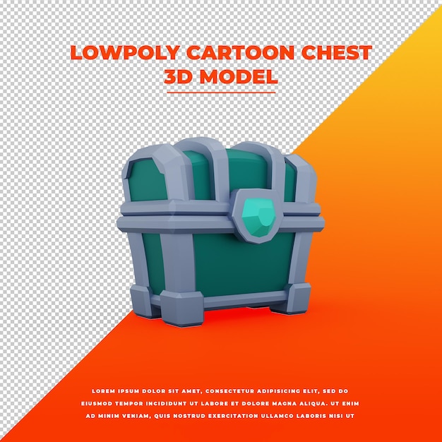 PSD lowpoly cartoon chest isolated model