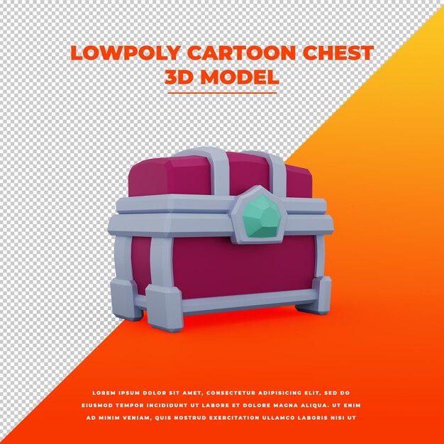 PSD lowpoly cartoon chest isolated model