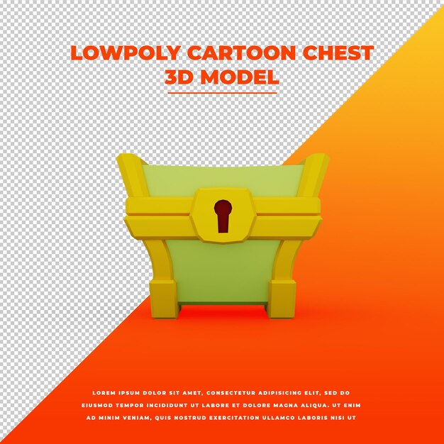 PSD lowpoly cartoon chest isolated model