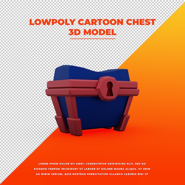 PSD lowpoly cartoon chest isolated model