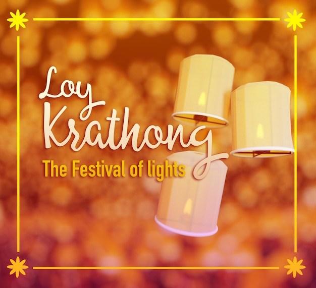 Loy Krathong Festival PSD kunstconcept