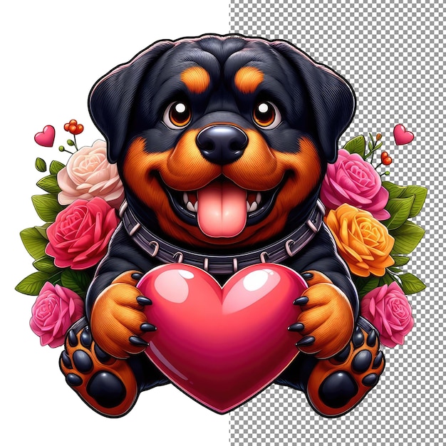 PSD loyal love endearing dog with heart sticker