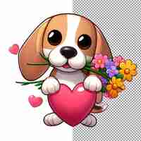 PSD loyal love endearing dog with heart sticker