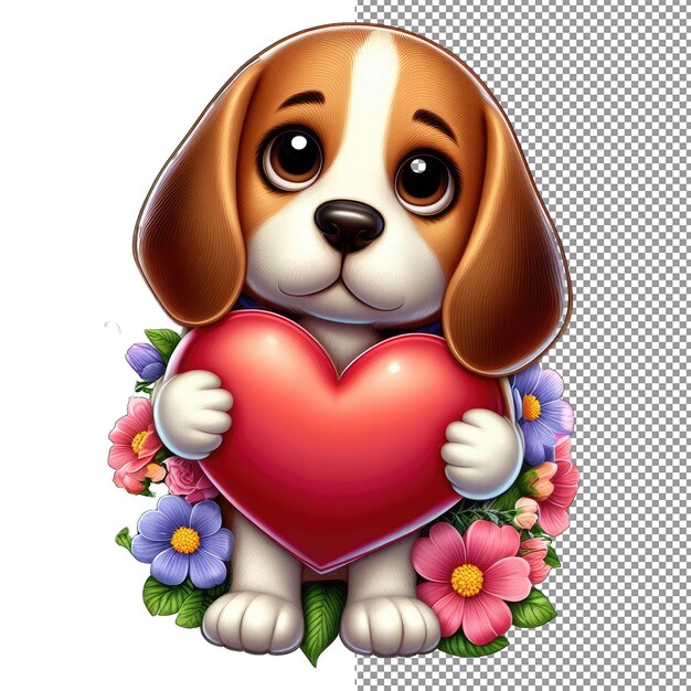 PSD loyal love endearing dog with heart sticker