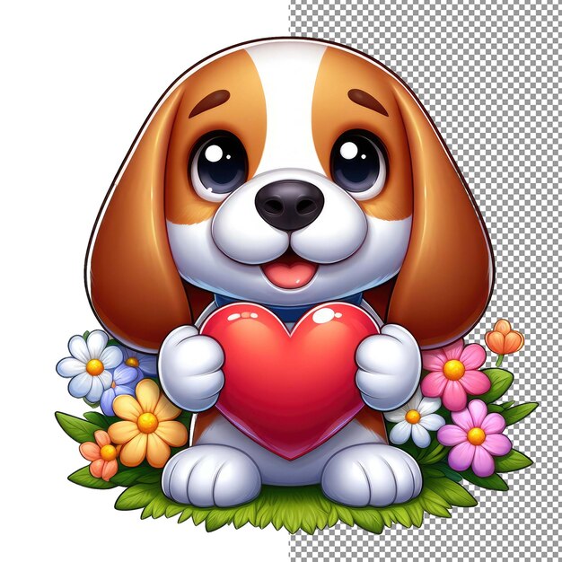 PSD loyal love endearing dog with heart sticker