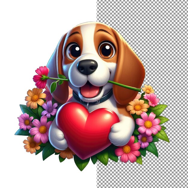 Loyal love endearing dog with heart sticker