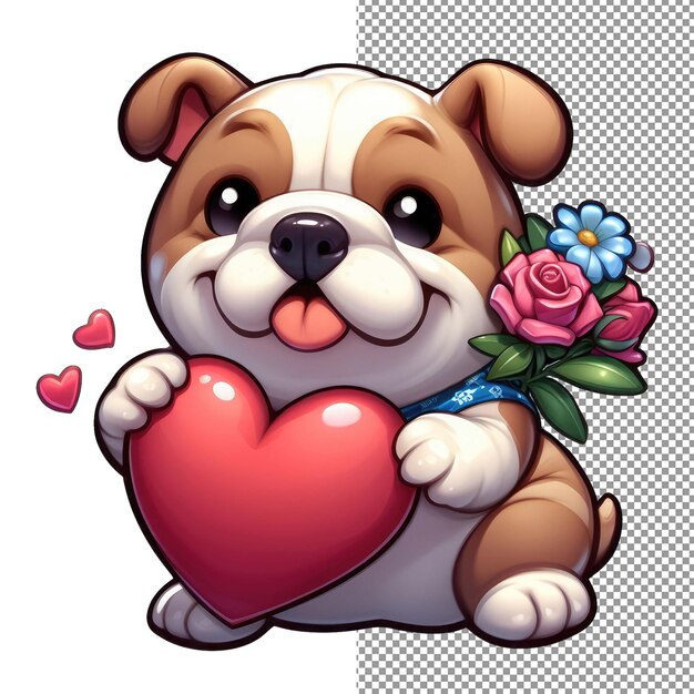 PSD loyal love endearing dog with heart sticker