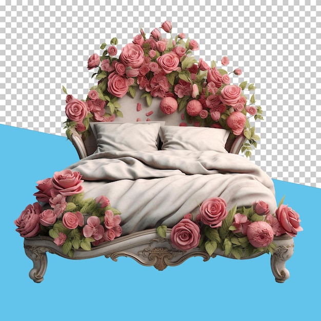 Łóżko Róż Na Białym Tle Obiekt Przezroczystym Tle