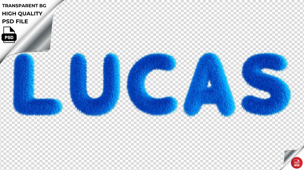 Lucas typography blu fluffy testo psd trasparente