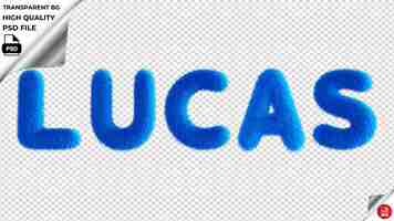 PSD lucas typography blue fluffy text psd transparent