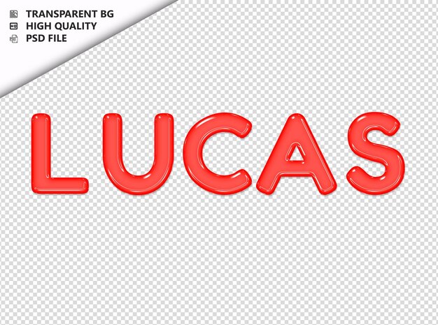 PSD lucas typography red text glosy glass psd transparent