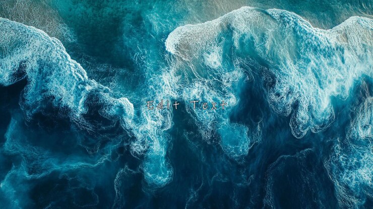PSD luchtbeeld van de turquoise golven van de oceaan en de blauwe textuur van het water