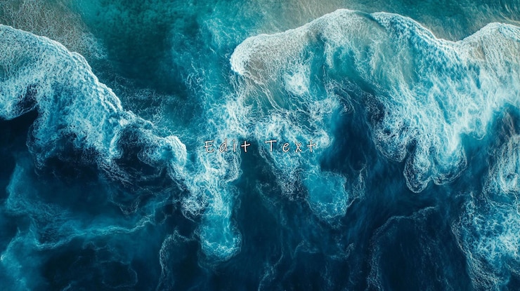 PSD luchtbeeld van de turquoise golven van de oceaan en de blauwe textuur van het water