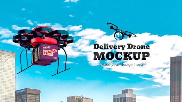 PSD luchtvervoer drone mockup