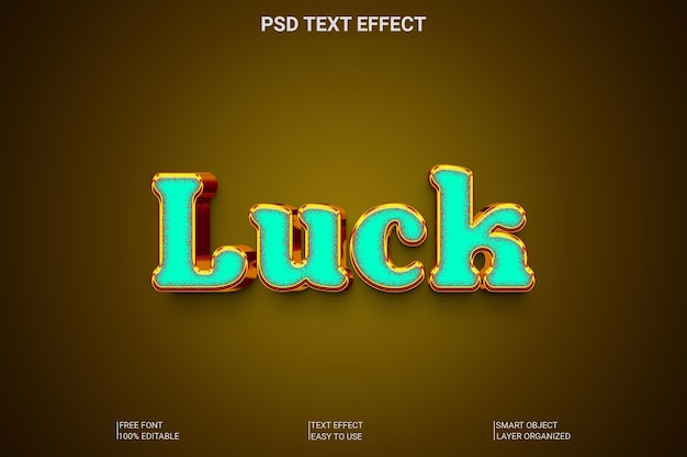 PSD luck 3d editable text style effect