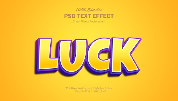 Luck 3D Popup PSD Text Effect