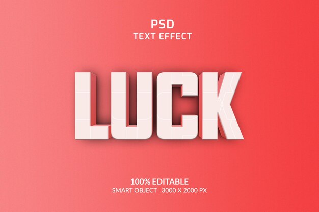 Luck 3d tekst style effekt Psd skabelon