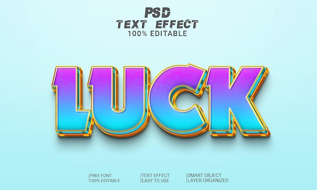 luck 3d text effect psd file