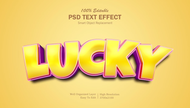 PSD lucky 3d pop-upstijl bewerkbaar psd-teksteffect