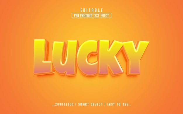 Lucky 3d-stijl psd-teksteffectsjabloon