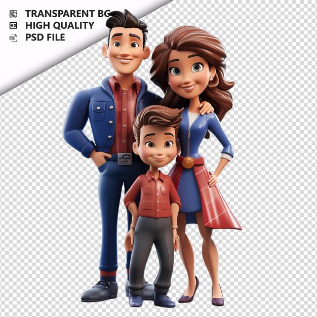 PSD lucky american family 3d cartoon stile sfondo bianco i