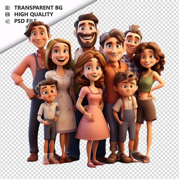 Lucky american family 3d cartoon style white background i