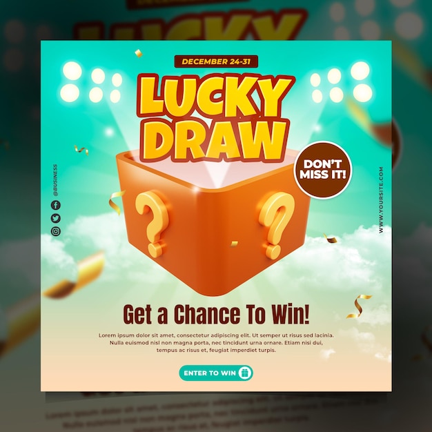 Lucky draw event social media post engagment template