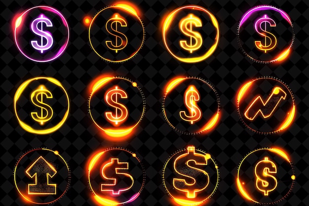 PSD lucky penny 32 bit pixel with dollar signs and lucky symbols y2k shape neon color art collections