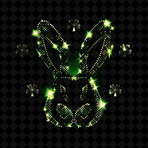 PSD lucky rabbits foot 32 bit pixel con trifogli e ferro di cavallo y2k shape neon color art collections