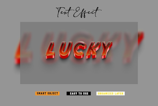 PSD lucky text effect with red gradient