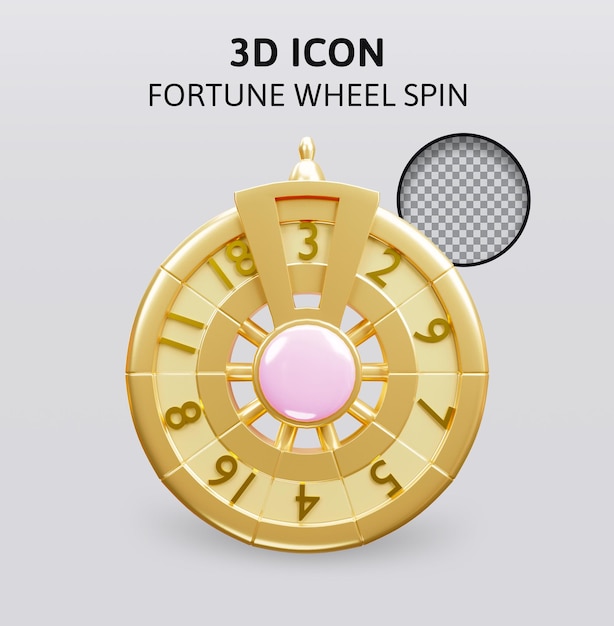 lucky wheel of fortune spin 3d rendering illustration