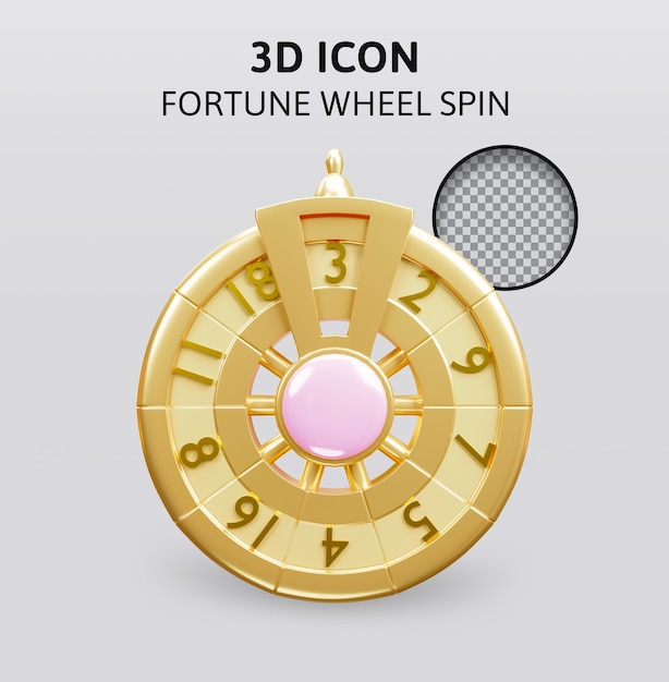 Lucky wheel of fortune spin 3d rendering illustration