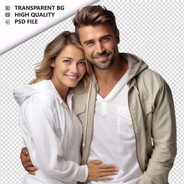 PSD lucky white couple ultra realistic style white background