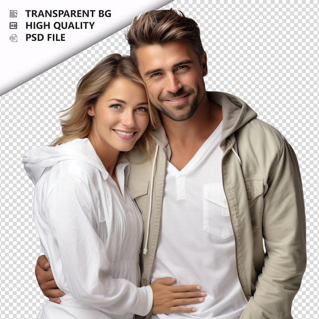 PSD lucky white couple ultra realistische stijl witte achtergrond