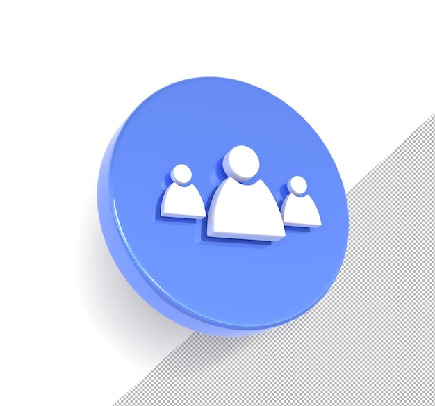 Ludzie biznesu ikona zespołu sylwetka przywództwa z pracownikami korporacji zarządzanie personelem okrągły niebieski znak z piktogramem na białym tle symbol użytkownika sieci społecznościowej ilustracja 3d