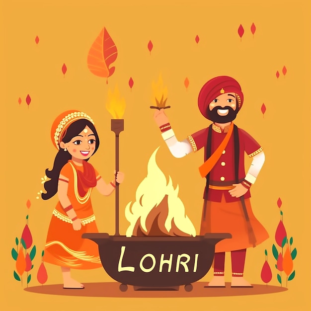 Ludzie tańczący Lohri indyjski festiwal tło