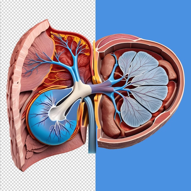 PSD ludzka wątroba medyczna ilustracja 3d ludzkiego ciała