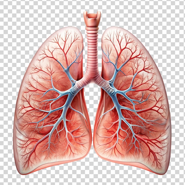 PSD ludzkie płuca wyizolowane na przezroczystym tle