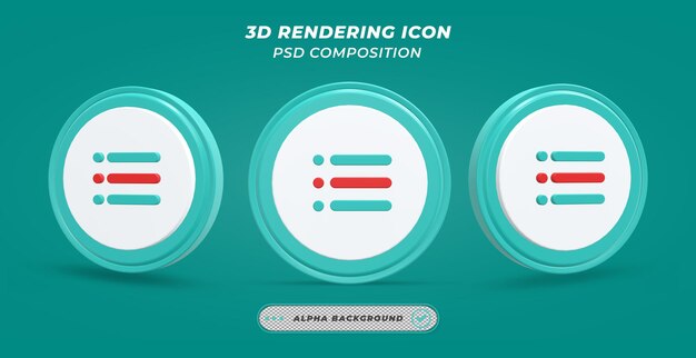 Luettelokuvake 3D-renderöinnissä