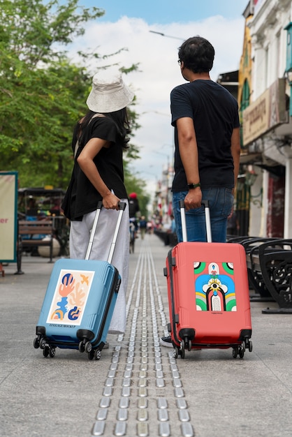 PSD luggage branding mockup design