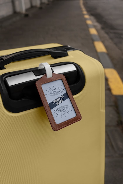 Luggage tag mockup design