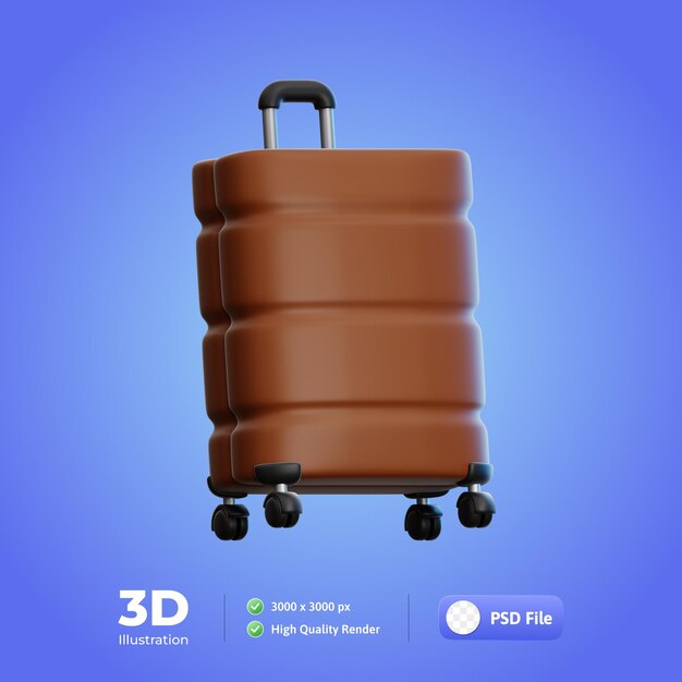 PSD luggage travel 3d illustration